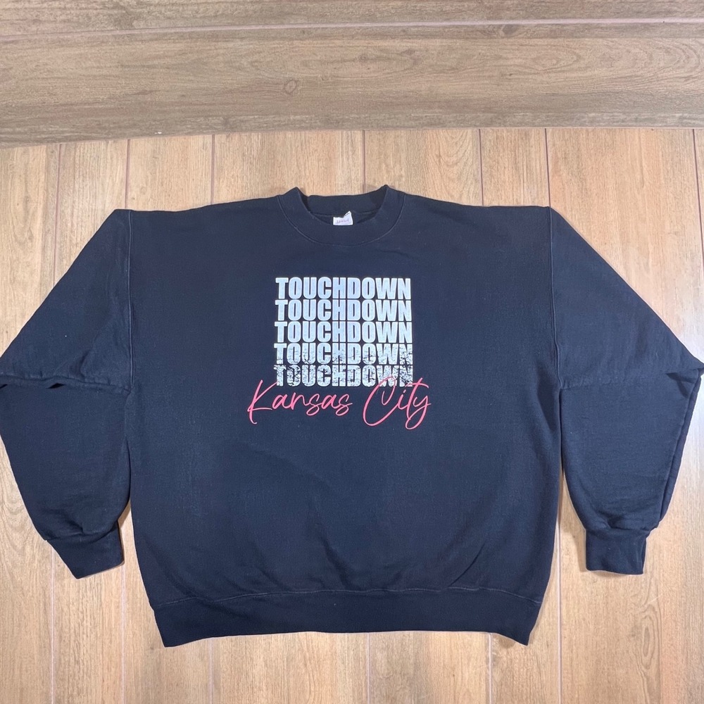 Kansas City Chiefs Touchdown Sweatshirt Hanes Ultimate‎ Cotton Large Black